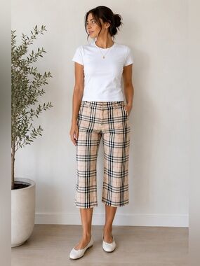 Burberry Nova check plaid print golf capris pants size 8 cotton authentic